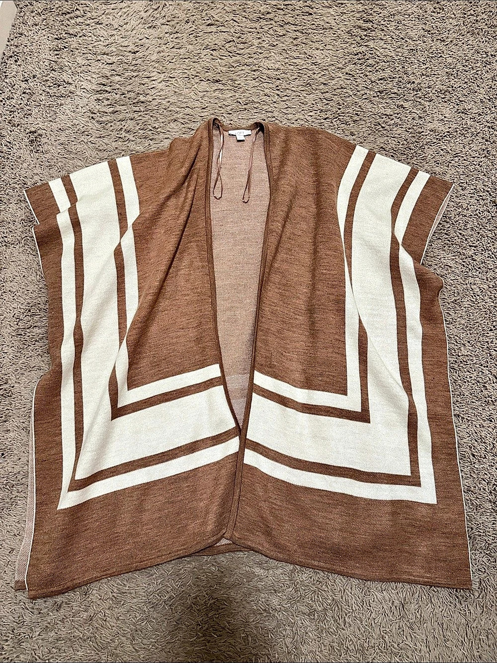 LOFT Color Block Cardigan in Brown & White Size Medium